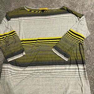 St. John knit Black and Yellow Striped 3/4 sleeve Top medium women designer Y2K